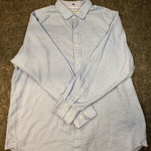 Tommy Bahama Linen Shirt Mens XXL Light Blue Long Sleeve Button Up Pocket Relax